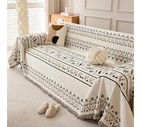Copridivano Antiscivolo Copridivani Protezione per Divani per Animali Domestici con Nappine, Protezione Lavabile per Mobili In Ciniglia per Divani Componibili a L Champagne 180x260cm