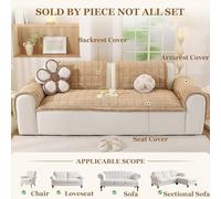 Copridivano Antiscivolo-Copridivano in Morbido Velluto A Coste，Protezione Mobili per Animali Domestici Adatto per Divani A U E A L da 1234 Posti(White,80x160cm)