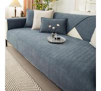 Copridivano antiscivolo in ciniglia, motivo a spina di pesce, per divano a 1/2/3/4 posti, universale, protezione per mobili, imbottito, grigio, blu, 90 x 160 cm