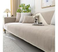 Copridivano antiscivolo in ciniglia, motivo pied de poule, per mobili da 1/2/3/4 posti, universale, trapuntato, colore tè latte, 90 x 160 cm, resistente ed elegante.