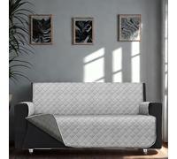 Copridivano Bicolore Antimacchia Waterproof -Adatto per i Nostri Amici a 4 Zampe- Reversibile Idrorepellente Lavabile in Lavatrice e Laccetti di Fissaggio(Grigio Chiaro /Grigio Scuro, Divano 4 Posti)