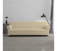 Copridivano Bielastico PIU BELLO a 4 Posti, Estensibile 220-270 cm - Copripoltrona Elasticizzato con Braccioli Sagomati, Lavabile - PANNA