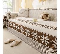 Copridivano Boho in Ciniglia Ispessita, Copridivano Lavabile per Tutte le Stagioni per Cani, Copridivanos Decorativo in Morbida Miscela per Soggiorno coffee 180 * 300cm/70.87 * 118.11in