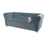 Copridivano Chesterfield in velluto elasticizzato con protezione per cuscino, stile vintage, per divano curvo, elegante colore foschia