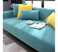 Copridivano chic in ciniglia, antiscivolo, protezione per mobili per divani ad angolo, lussuoso, adatto a 1 o 2 posti, 110 x 180 cm, facile da pulire, colore: blu lago