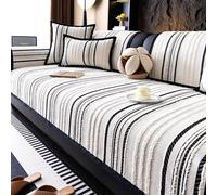 Copridivano ciniglia- Copricuscini per divani Antiscivolo- Copridivano Universale Quattro Stagioni, Teli Copri Divano con Braccioli 1 2 3 4 posti divanos(Black,110 * 180cm)