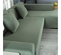 Copridivano componibile, 2 pezzi, a forma di L, 3+3 posti, copridivano per divano, protezione per mobili, copridivano elasticizzato (verde fagiolo)
