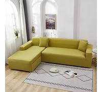 Copridivano componibile a forma di L, in morbido poliestere elasticizzato, protezione per mobili, colore giallo senape ed elegante per la decorazione del soggiorno