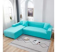 Copridivano componibile a forma di L, morbido poliestere elasticizzato, protezione per mobili a 3 posti, colore azzurro cielo e facile da pulire, ideale per la decorazione e la protezione della casa
