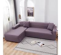 Copridivano componibile in poliestere elasticizzato a forma di L, per mobili a 3 posti, morbido e confortevole, perfetto per arredare la casa, colore: viola chiaro