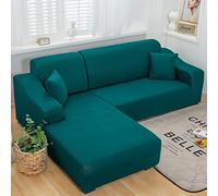 Copridivano componibile super elasticizzato - 1 copridivano antiscivolo in spandex con fondo elastico per divano componibile a forma di L, ideale per bambini e animali domestici a 3 posti verde