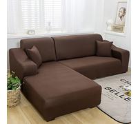 Copridivano componibile super elasticizzato, 1 pezzo, in spandex, antiscivolo, con fondo elastico, per divano componibile a forma di L, ideale per bambini e animali domestici, 3 posti, colore caffè