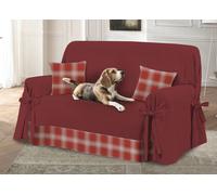 Copridivano Con Laccetti Disegno Scozia Colore Bordeaux Modello O.B.