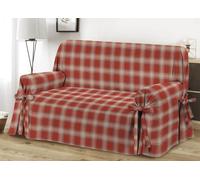 Copridivano Con Laccetti Disegno Scozzese Colore Rosso Modello O.B.