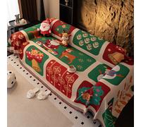 Copridivano con motivo natalizio Tema festivo rosso verde con renna a fiocco di neve per decorazioni per la casa natalizie a forma di L da 2/3/4 posti