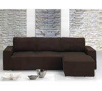 Copridivano Con Penisola Chaise Longue Tinta Unita Marrone Mod Capri