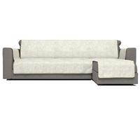 Copridivano con Penisola Destra Seduta 190 cm in Poliestere e Cotone Panna