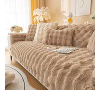 Copridivano con Penisola in Peluche, Copridivano Angolare a Sinistra/Destra 3/2/1 Posti, Fodere Copridivano Angolare Copridivano Antiscivolo Chaise Longue a Forma di L (Cachi,70x120cm)
