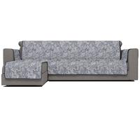 Copridivano con Penisola Sinistra Seduta 240 cm in Poliestere e Cotone Blu Scuro