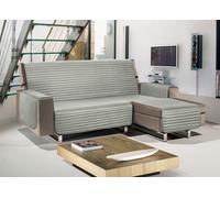 BIANCHERIAWEB Copridivano con Penisola Sofà Cover Trapuntato Antimacchia Double Face 290cm Grigio Chiaro