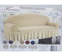 Copridivano Con Riccio Voilà Divano Per 2-3-4 Posti Tessuto Elasticizzato