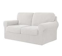 Copridivano Con Schienali Separati E Cuscini Seduta, Copridivano Antiscivolo Con Fascia Elastica, Proteggi Mobili Jacquard Elasticizzato (2 Seater(145-178cm),White)