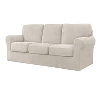Copridivano Con Schienali Separati E Cuscini Seduta, Copridivano Antiscivolo Con Fascia Elastica, Proteggi Mobili Jacquard Elasticizzato (3 Seater(185-234cm),Ivory)
