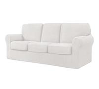 Copridivano Con Schienali Separati E Cuscini Seduta, Copridivano Antiscivolo Con Fascia Elastica, Proteggi Mobili Jacquard Elasticizzato (3 Seater(185-234cm),White)