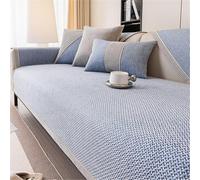 Copridivano Cotone Lino Copriseduta Divano Elasticizzato per Divano 1/2/3/4 Posti Cani Gatti Moderno Salvadivano per Mobili E Divani A L E A U(Blau,45 * 45cm Pillowcase)
