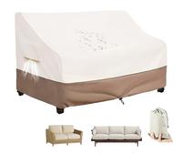 Copridivano da Giardino Impermeabile a 2/3/4 Posti,Copertura per Mobili Bancale Panche da Terrazza All'aperto Antivento con Coulisse,Telo Copridivano da Esterno Protezione,Beige&Coffee,264x101x89cm
