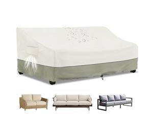 Copridivano da Giardino Impermeabile a 2/3/4 Posti,Copertura per Mobili Bancale Panche da Terrazza All'aperto Antivento con Coulisse,Telo Copridivano da Esterno Protezione,White&Green,203x96x89cm