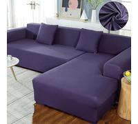 Copridivano elasticizzato a forma di L, per divano da 1 a 5 posti, per chaise longue sinistra/destra, impermeabile, protezione per animali domestici, universale, per soggiorno, viola, 310-380 cm