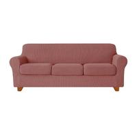 Copridivano elasticizzato aggiornato, 3 pezzi, per divano a 2 posti, con 2 cuscini separati, in spandex (rosso mattone, 3 posti)