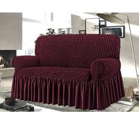 Copridivano Elasticizzato Arricciato Con Volants Tinta Unita Luxory Bordeaux