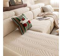 Copridivano Elasticizzato con Penisola Sinistra o Destra Copri Divano Angolare a L 2/3/4 Posti Telo per Divano AntiGraffio Gatto Universale Copricuscino divano(Beige,Double)W65-80cm L90-125cm