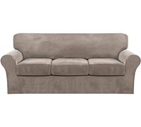 Copridivano elasticizzato Copridivano in velluto Copridivano ultra morbido con fodera per cuscino del sedile, Copridivano letto antiscivolo con fondo elastico per soggiorno (Colore: tortora, Dimension
