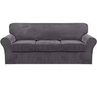 Copridivano elasticizzato Copridivano in velluto Copridivano ultra morbido con fodera per cuscino del sedile, Copridivano letto antiscivolo con fondo elastico per soggiorno (Colore: grigio, Dimensioni