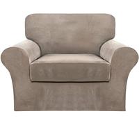 Copridivano elasticizzato Copridivano in velluto Copridivano ultra morbido con fodera per cuscino del sedile, Copridivano letto antiscivolo con fondo elastico per soggiorno (Colore: tortora, Dimension