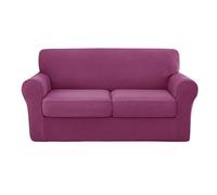 Copridivano elasticizzato in 3 pezzi, per divano a 2 posti, con 2 federe separate, in spandex (viola a 2 posti)