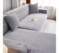 Copridivano elasticizzato in ciniglia, antiscivolo, per tutte le stagioni, stile europeo, colore grigio, con poggiapiedi (80 x 120 cm)