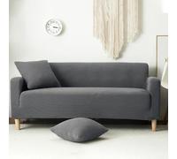 Copridivano elasticizzato in tessuto jacquard con copertura completa, vestibilità e base antiscivolo, per divani da 145 cm a 185 cm (grigio siderale)
