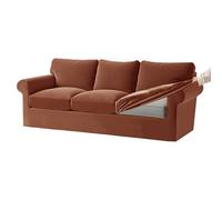 Copridivano elasticizzato in velluto con cuscini separati di seduta e schienale, fodera elastica per divano a 3 posti, arancione scuro, grande, set da 7 pezzi