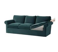 Copridivano elasticizzato in velluto con cuscini separati per seduta e schienale, fodera elastica per divano a 3 posti, verde, set grande con 7 pezzi