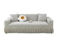 Copridivano elasticizzato in velluto jacquard, copridivano con gonna, resistente, lavabile, elasticizzato, protezione universale per mobili light-grey Double(57-72in)(145-185cm)