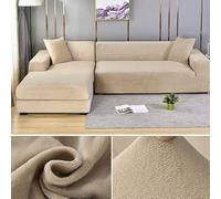 Copridivano elasticizzato in velluto spesso, per soggiorno, protezione per mobili per divani e sedie a 1/2/3/4 posti, beige, adatto per 90140 cm
