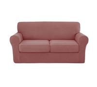Copridivano elasticizzato per divano a 2 posti, con 2 cuscini separati, in spandex, di ricambio, 3 pezzi, colore rosso mattone a 2 posti