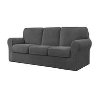Copridivano elasticizzato per divano da 1 a 4 posti, con schienale e copridivano, ideale per divani a 3 posti, colore: grigio
