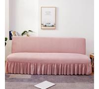 Copridivano elasticizzato senza braccioli con gonna, morbido ed elastico, in tinta unita, con volant, senza braccioli, lavabile in lavatrice, per animali domestici (190-210 cm, #1)