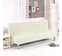 Copridivano elasticizzato senza braccioli, pieghevole, con fascia elastica, lavabile in lavatrice (beige)