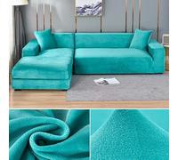 Copridivano elasticizzato spesso per divano a 1/2/3/4 posti, a forma di L, colore celeste, adatto per mobili da soggiorno da 235 a 300 cm